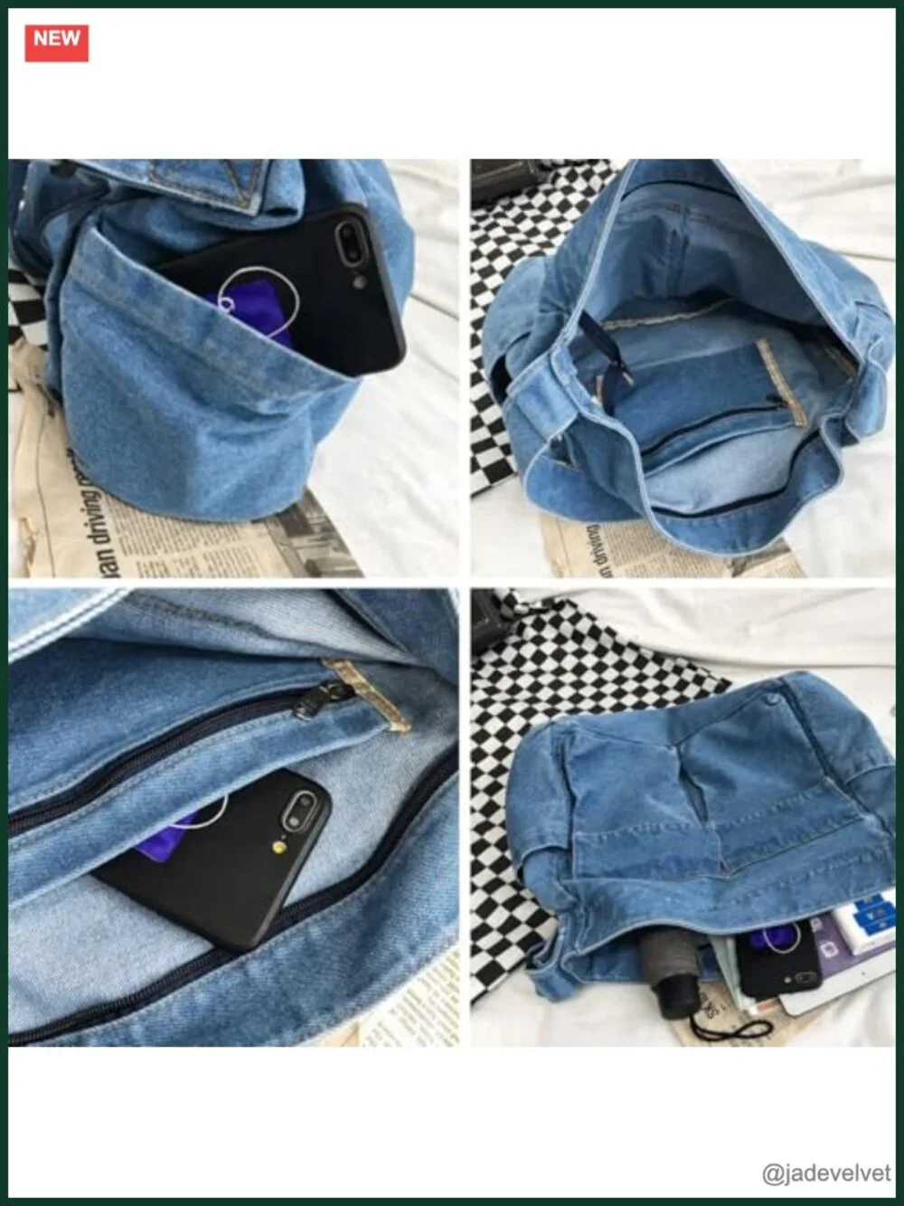 Denim Canvas Messenger Bag Tote Crossbody Adjustable Strap